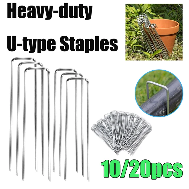 10-20pcs Garden Pegs U-shaped Ground Pegs Heavy Duty Metal Pins Spikes Staple Heavy-duty Fence Landscape Spike for Securing Weed