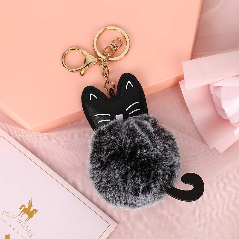 Cute Cat Fur Ball Keychain Plush Key Chains Anime Cat Key Chain