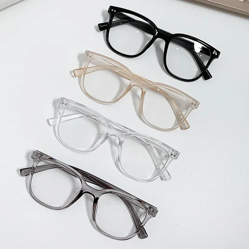 Square Finished Ladies Myopia Glasses Ultralight Oversized Frame Anti Blue Light Prescription Minus Eyewear Diopter 0 To -6.0 5