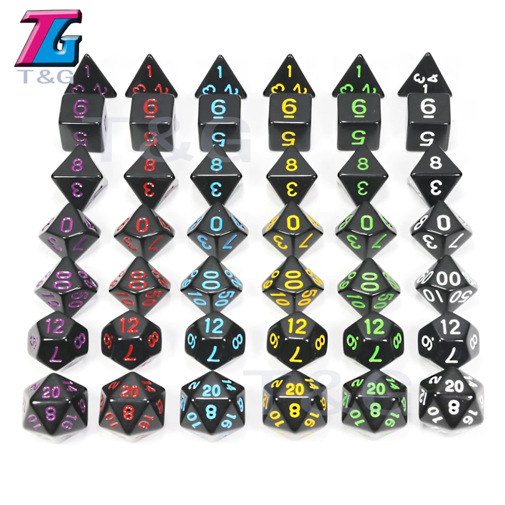 Top Quality 7Pcs/Set Acrylic Polyhedral TRPG Games For DND Opaque D4-D20 Multi Sides Dice for Game Gaming