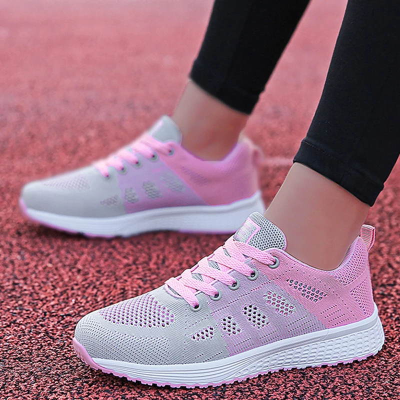 2025 Women's New Knit Lace-Up Decorative Sneakers, Lightweight Breathable Platfor | ChicGrl