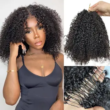 Afro Kinky Curly Crochet Human Hair 12A Miracle Knots Small Spirals Curly Crochet Hair Pre Separated Feather Crochet Human Hair 1