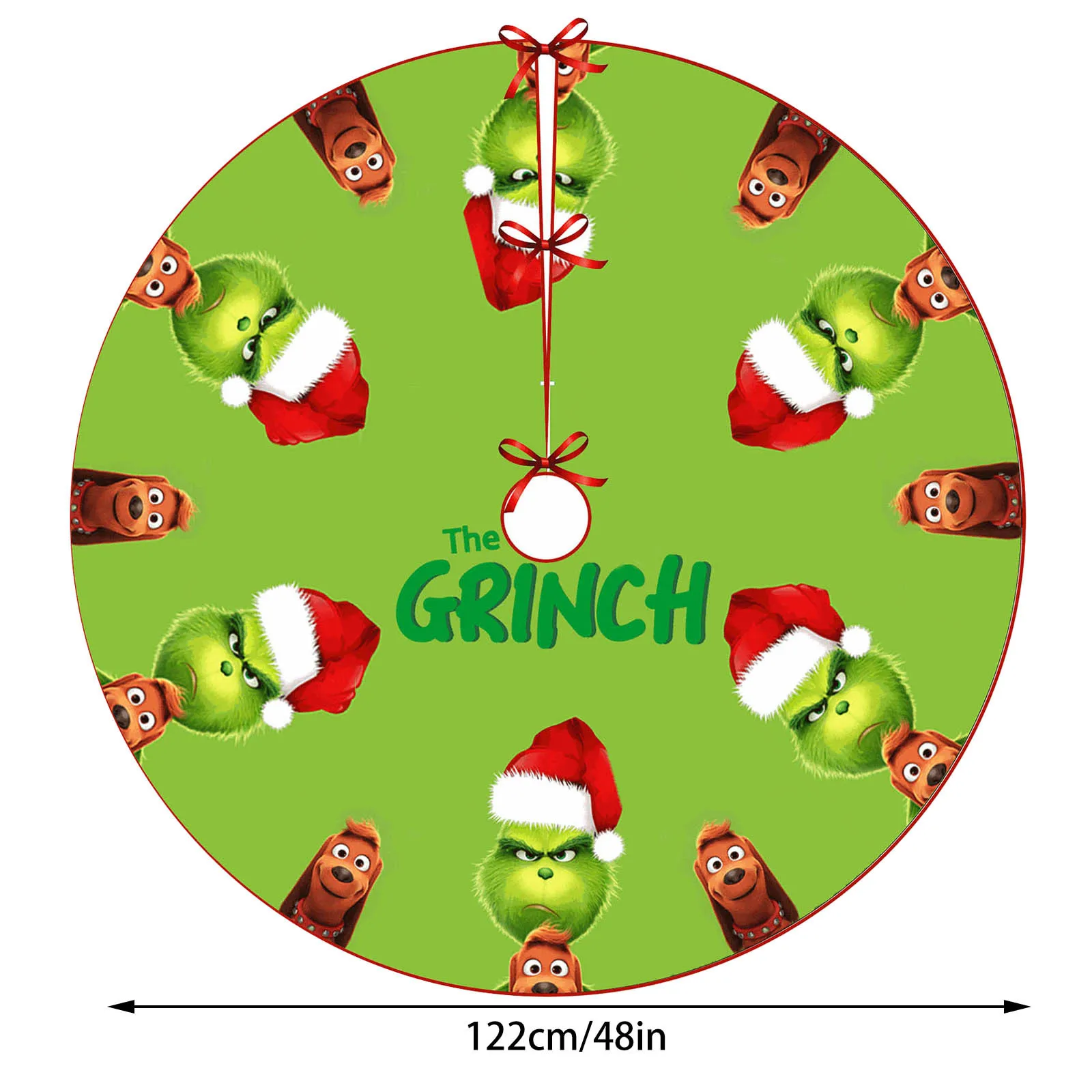 Christmas Tree Skirt Red & Green Merry Christmas Tree Skirt Collar Soft Xmas Holiday Decoration Gift Party Favors
