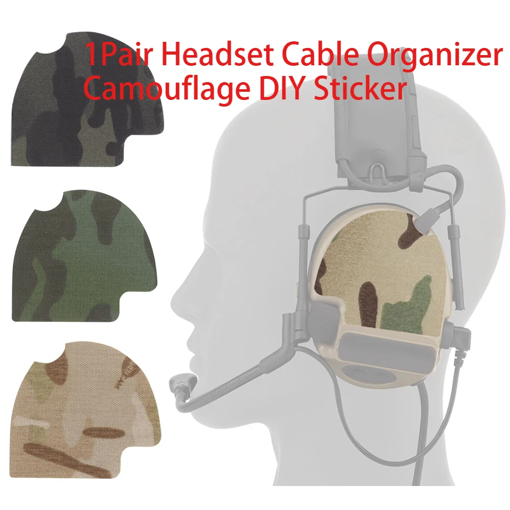 1Pair Hunting Headset Cable Storage Organizer Camouflage DIY Sticker Magic Patch for ComTac(ⅡⅢⅤⅥ) Hunting Shooting Headphon tactical headset tactical headset bracket tactical headset clip