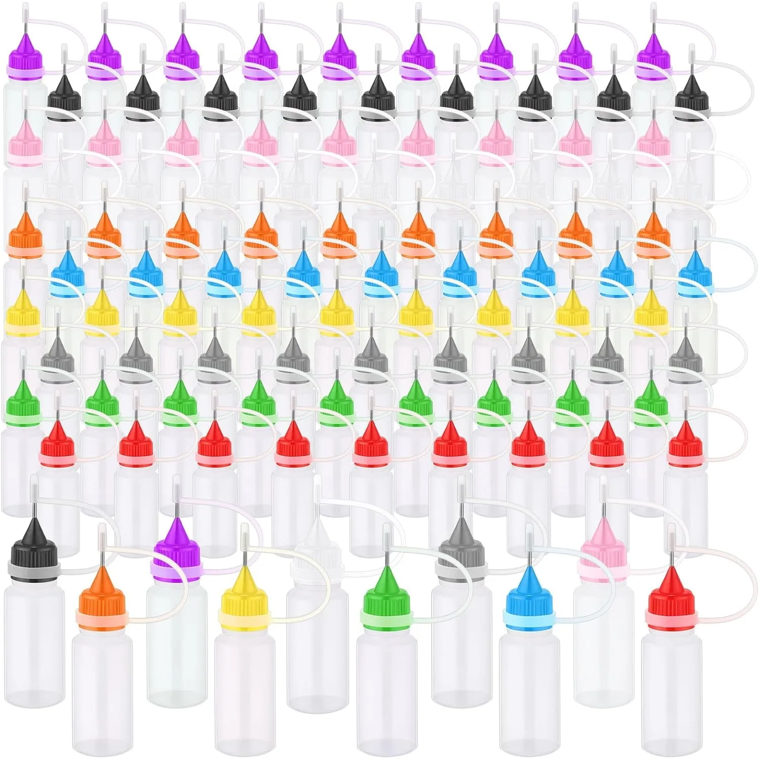 

5-10pcs 5ml-120ml Empty Plastic Squeezable Bottles with Needle Cap Liquid Dropper Sample Drop Refillable Container Silicone Ring