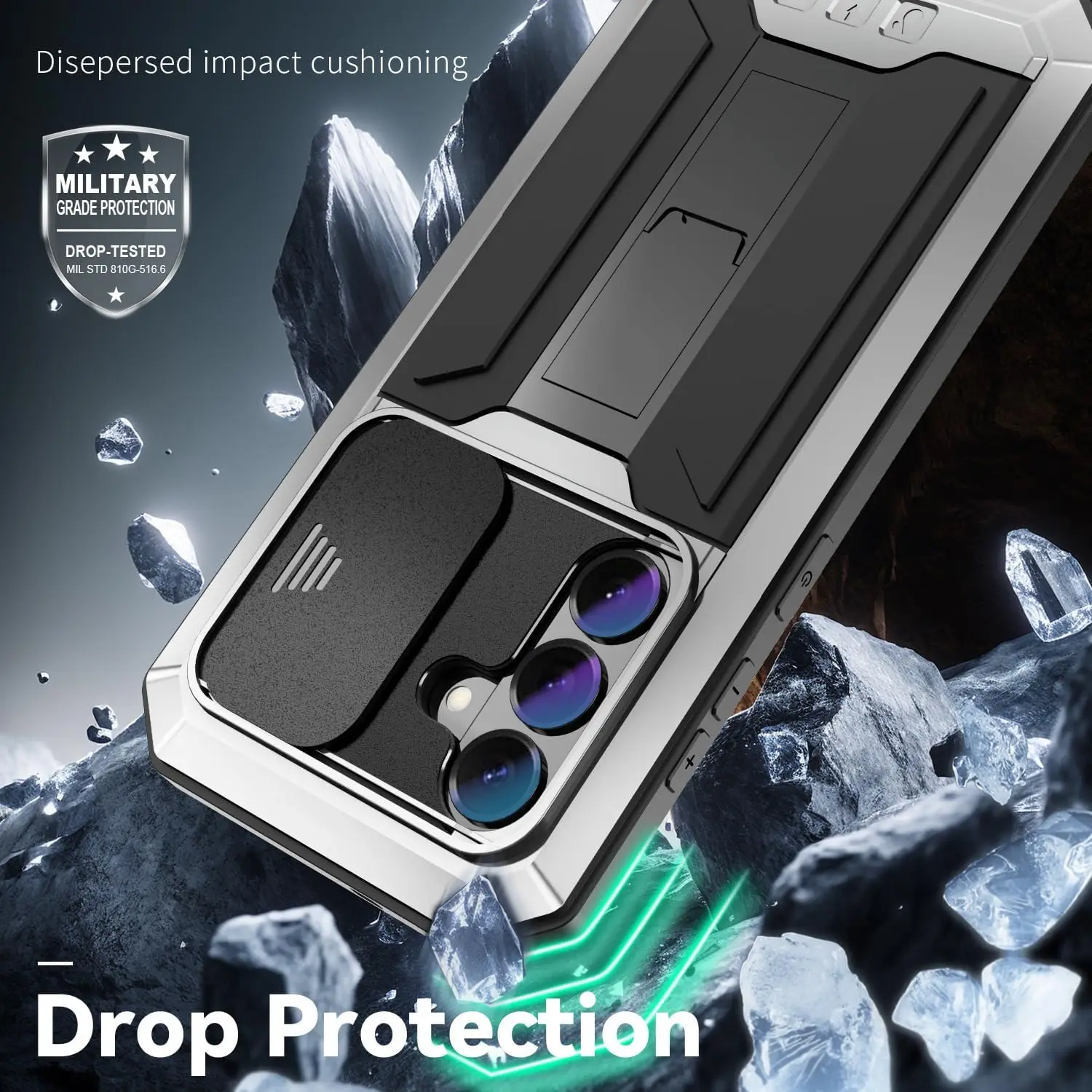 Heavy Duty Military Grade Shockproof Aluminum Case with Built-in Stand and Camera Protection