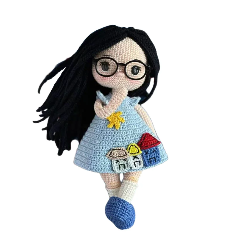 수제 뜨개질 인형 미아 소녀 뜨개질 인형 홈 액세서리 공예 장난감 장식품