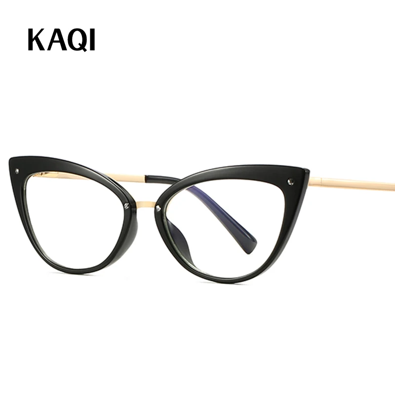 

54mm Cat Eye Glasses Woman Fashion Retro Brand Optical Eyeglasses Frames Female Vintage Anti Blue Light Metal Legs Spectacle