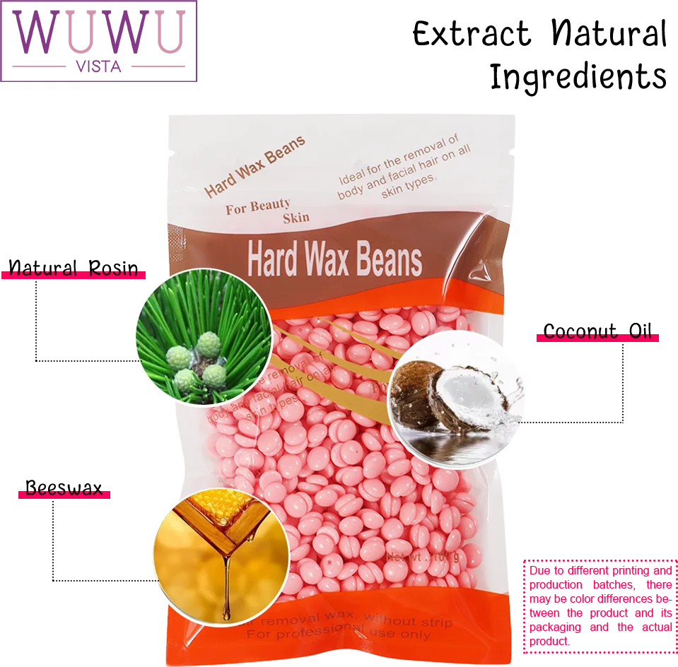 Hair Removal Wax hard wax beans hair removal tool 100g/3.52oz Hot Wax Hair Removal Depilatory Waxing hard Beans for Wax Heater Painless for all Hairs Removal Beans