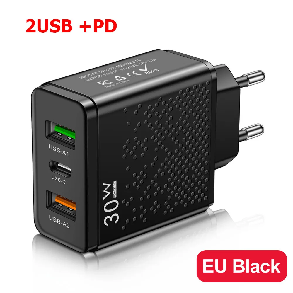 ANSEIP USB Type C Charger Quick Charge 3.0 Mobile Phone 30W USB PD Fast Charge Adapter For iPhone 14 13 12 11 Pro Samsung Xiaomi