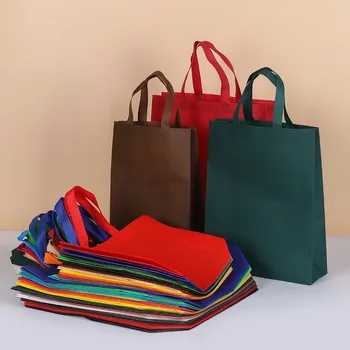 20/50pcs Non Woven Tote Bags Reusable Shopping Bags with Handles for Birthday Wedding Groceries Retail Parties 1