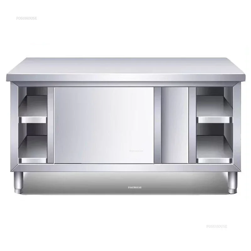 Multi-functional Storage Kitchen Cabinets Stainless Steel Kitchen Worktop Sliding Door Cupboard Kitchen Cabinet for Restaurant X 3