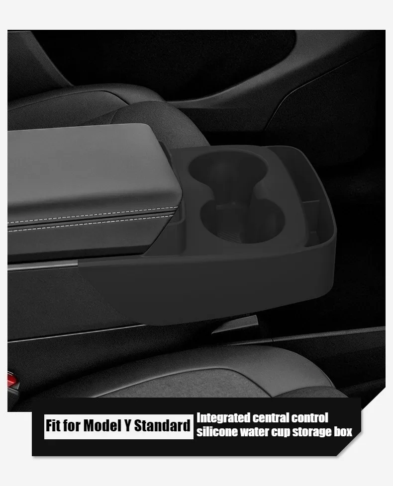 Für Tesla Model Y Standard Mittelkonsole Silikon-Getränkehalter Telefon-Kartenhalter Armlehne Erweiterter Stauraum Auto-Innenausstattung – Detail 10