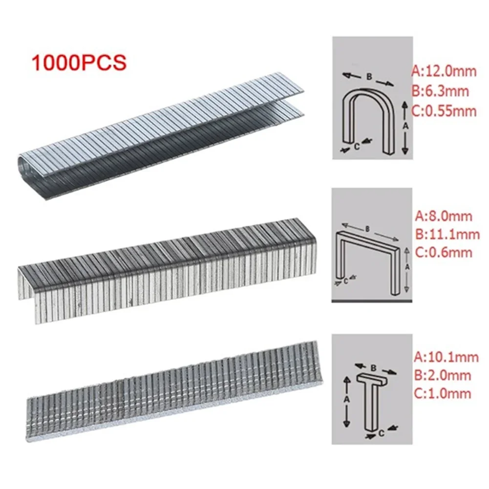 Nail Shaped Stapler U/ Door /T Shaped Staples Nails For Wood Furniture Household Use 1000Pcs 8/10/12mm Binding Tool