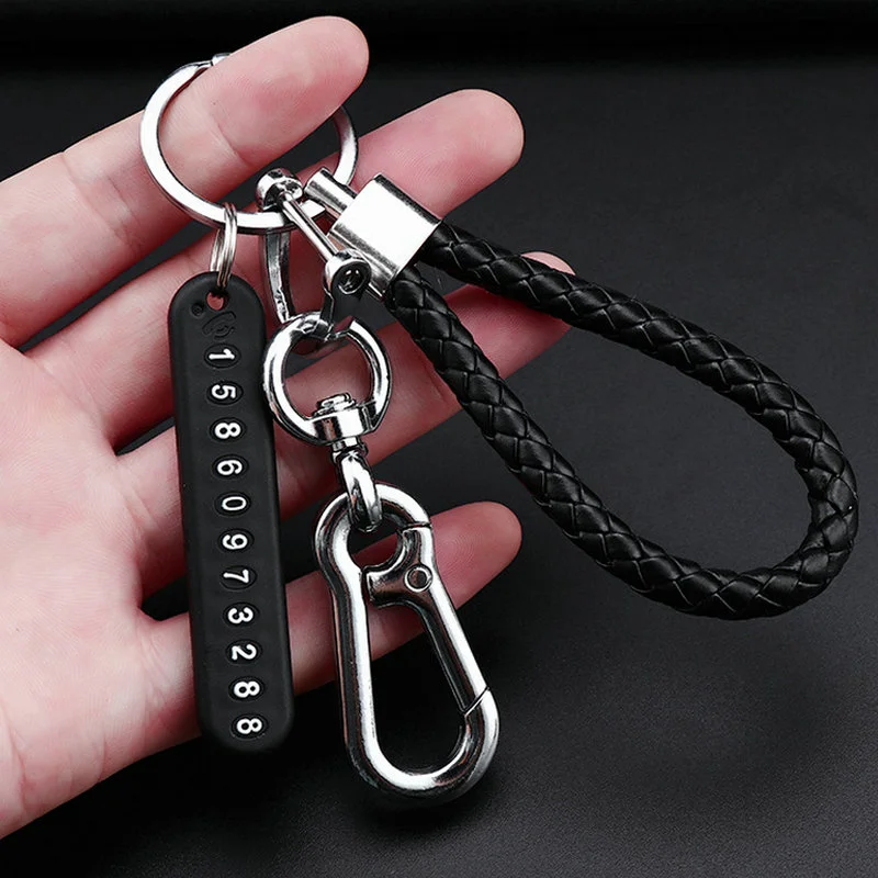 New Anti-Lost Phone Number Card Lobster Clasp Keychain Waxed