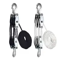 Rope Pulley Hoist 50 Ft 3/8 Rope Pulley Hoist With 5:1 Lifting Power 2200 Lbs Breaking Strength Heavy Duty Pulley System Rope 1