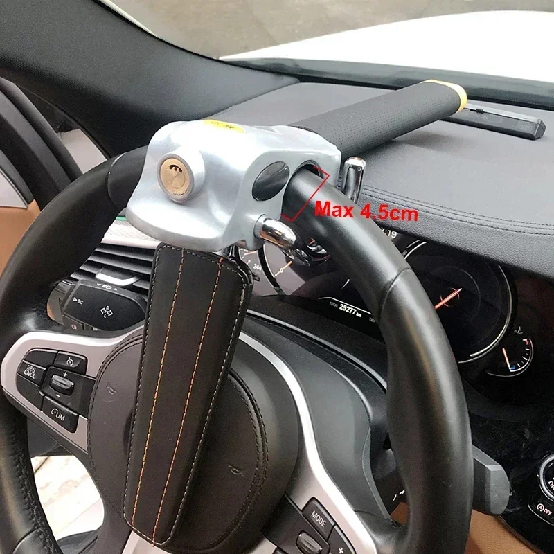 Steering Wheel Lock EAFC Car Steering Wheel Anti-theft Lock Bold Stainless Steel Foldable Anti-theft Security Car Lock Protection T-Lock Travel