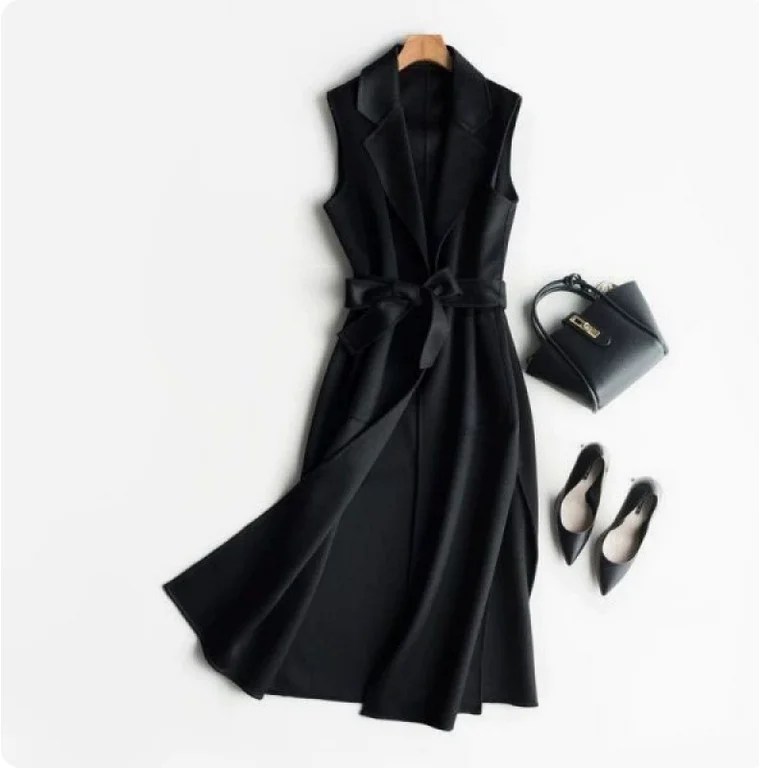 Fashionable Women's Woolen Vest Long Shoulder Jacket Stylish Suit Collar Clip-On Autumn/Winter maternity