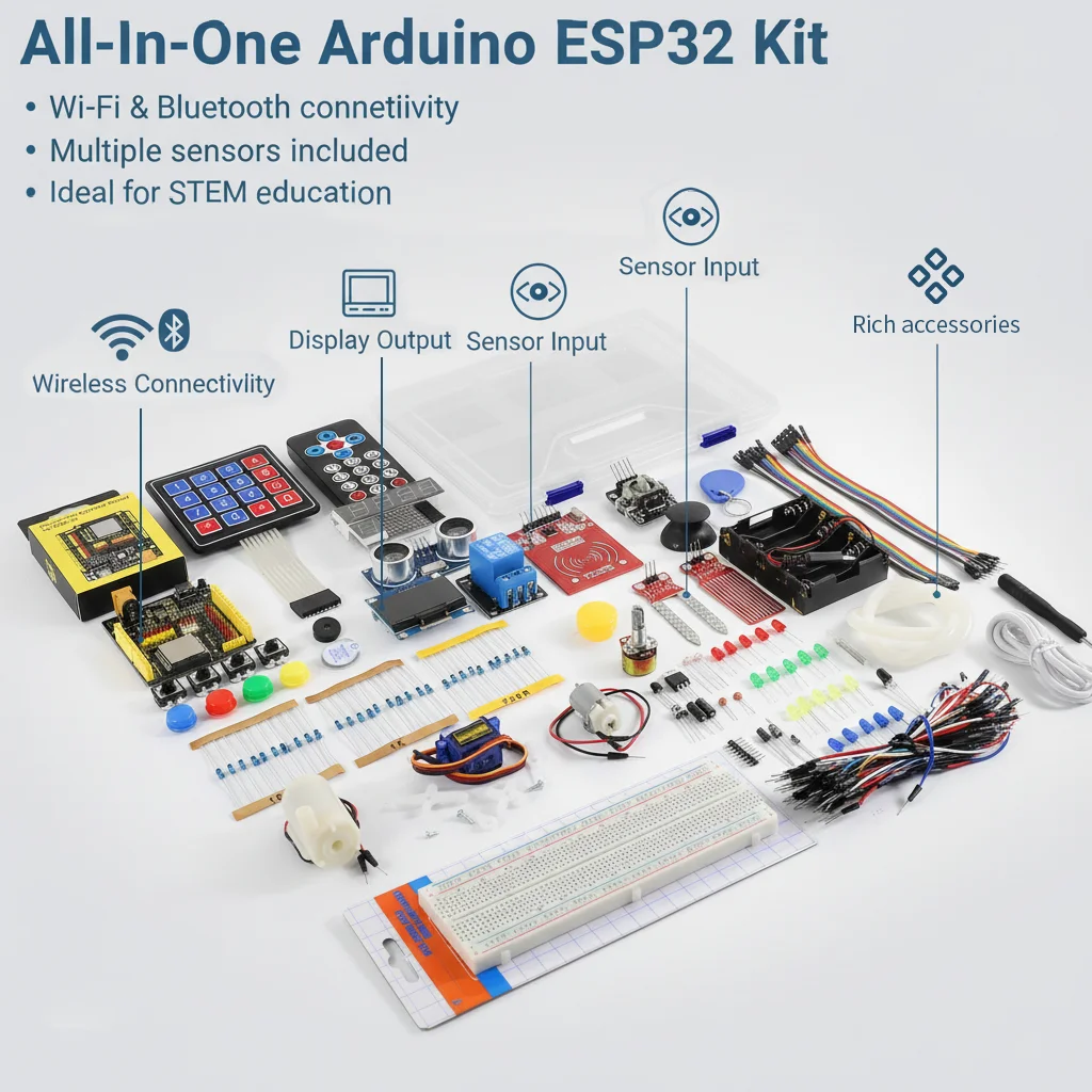 経済的な完全なESP32 IoTプロジェクト 電子工学学習キット Arduino ESP32 IDEプログラミング用 50種類以上の豊富なコンポーネント