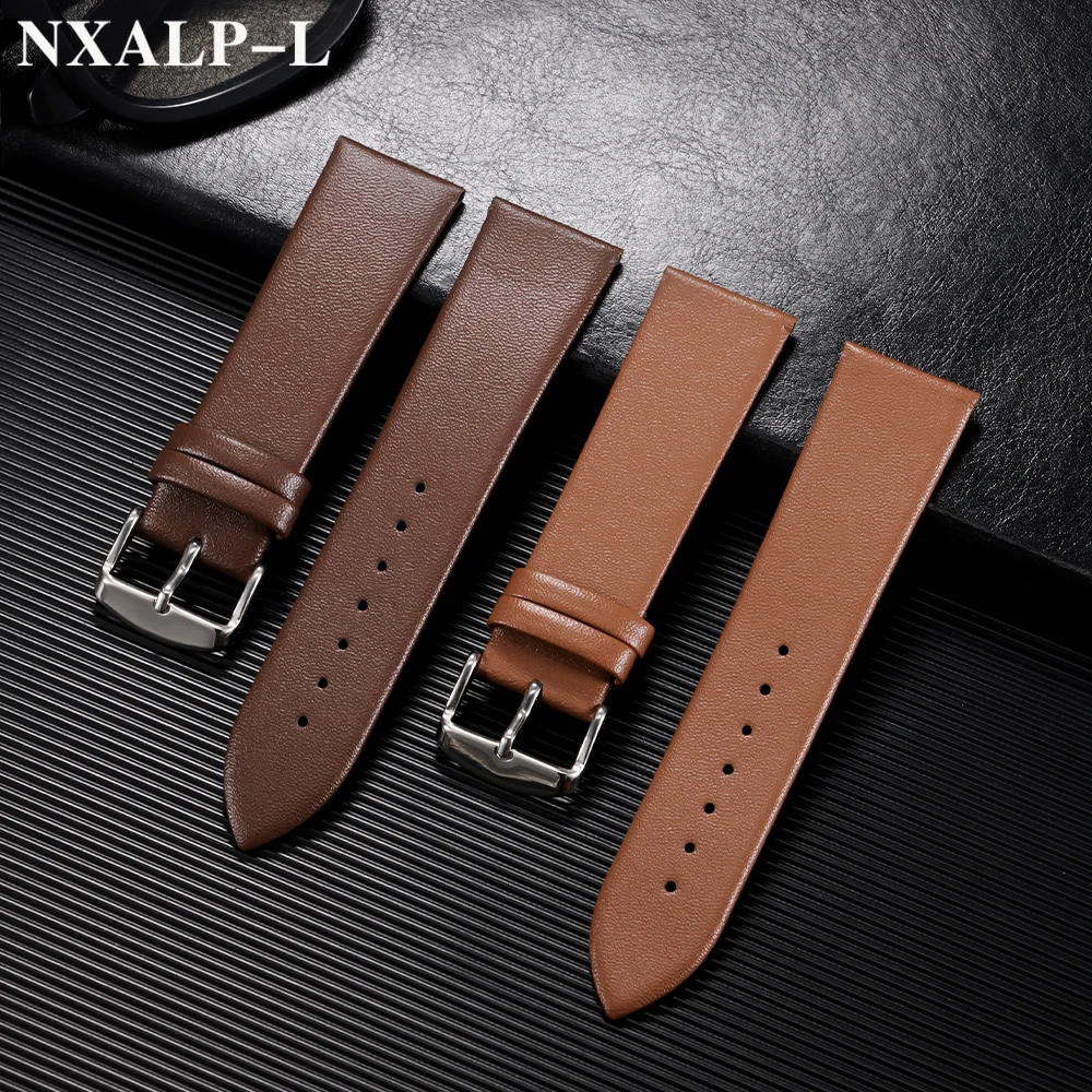 Premium Ultra-Thin Calf Leather Watch Strap - Soft Genuine Leather Band