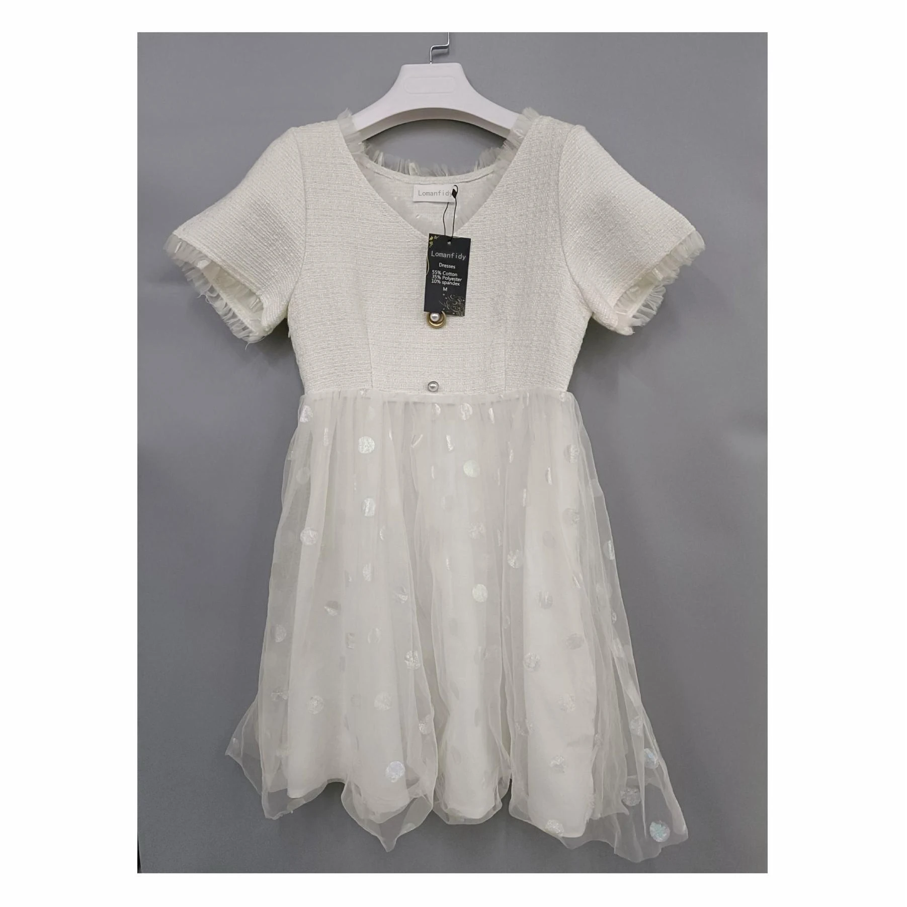 

Lomanfidy Dresses Women's Vintage Dresses Cocktail Dress Lace V Neck classic white color