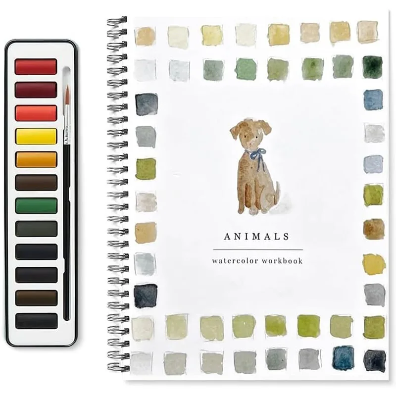 Watercolor Workbook Beginner Friendly Bird Watercolor 12 Color Paint Set With Brushes Art And Craft Painting Supplies