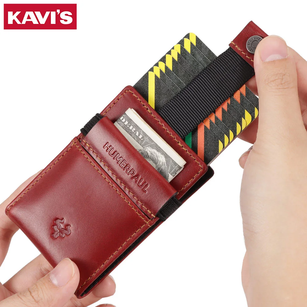 RFID Slim Genuine Leather Credit Card Holder Wallet for Men Portable Mini ID Bank Cardholder Case Business Male Money Clip