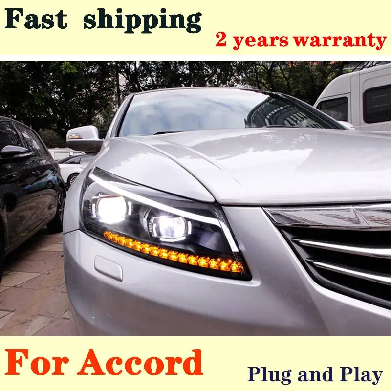 

Car Styling For Accord Headlights 2008-2012 Accord 8 LED Headlight LED DRL Hid Head Lamp Angel Eye Bi Xenon Car Accessories