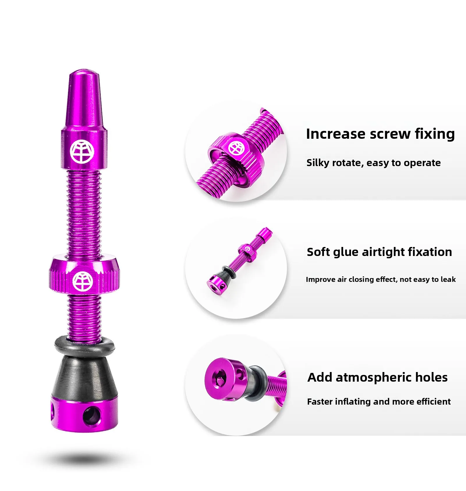 OFFBONDAGE Fahrrad Tubeless-Ventil 45/65/80mm Aluminiumlegierung Fahrrad Presta-Ventil Abnehmbar Zwei Kappen Ventil Luft MTB Fahrrad Zubehör – Detail 8