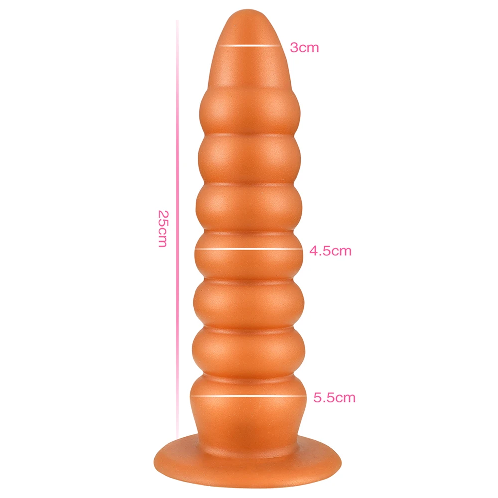 Dildo E Plug Anal De Silicone Com Segmentos Arredondados - JIUAI