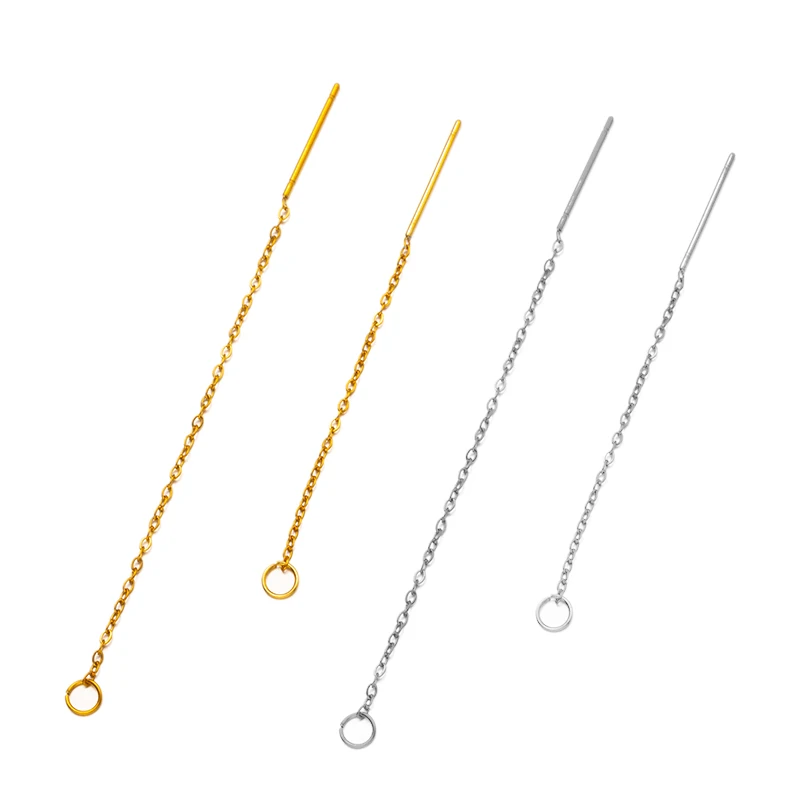 10 Stück Ohrringe Draht 60/80/100 mm Edelstahl lange Quaste Kette Ohrlinie baumeln für DIY Schmuckherstellung Zubehör Erkenntnisse Handwerk – Detail 2