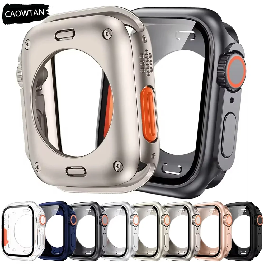 Glass Case Screen Protector Bumper For Apple Watch Series 10 9 8 7 4 5 6 SE