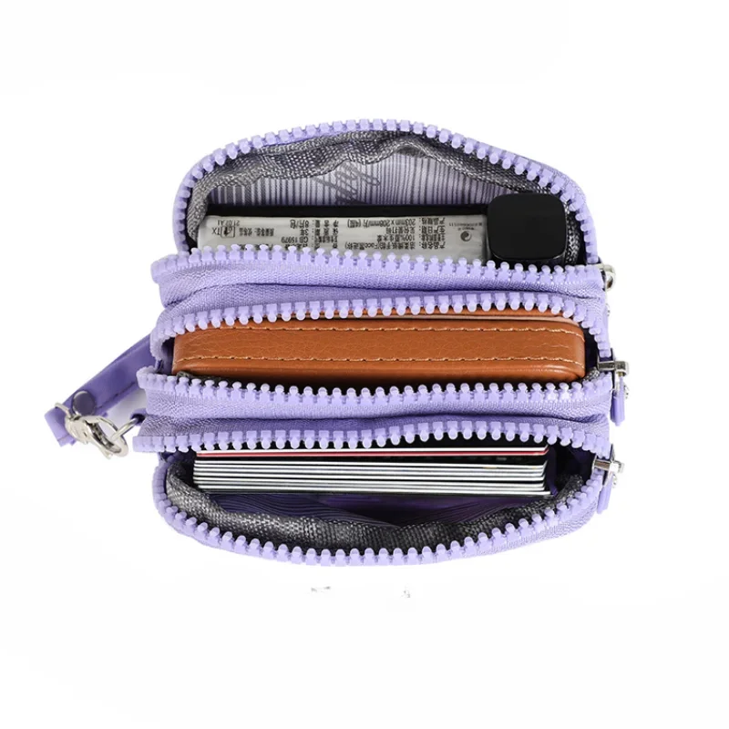 Mini Nylon Coin Purse Key Bag Women Zipper Waterproof Portable Three Layer Card Holder Female Girl Handbag Headphone Bag