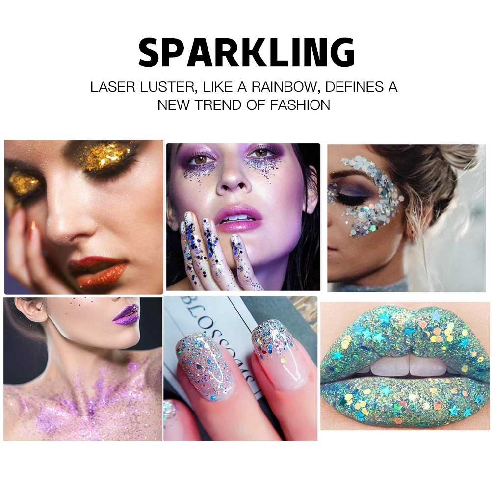 Body Glitter Gel Long Lasting Waterproof Eyeshadow Stage Party Glitter Eyeshadow Hair Face Body Glitter Cream Diamond Makeup 3