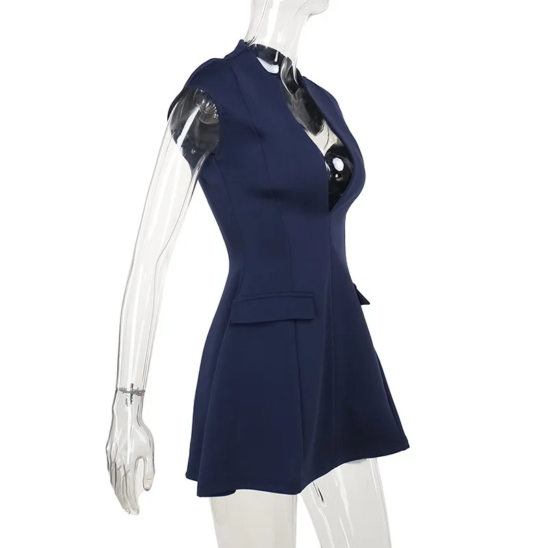 Slim Fit Short Dress Sexy Deep V Neck Dress Women Solid Color High Waist A-Line Fashion Lady Birthday Party Dresses 2025