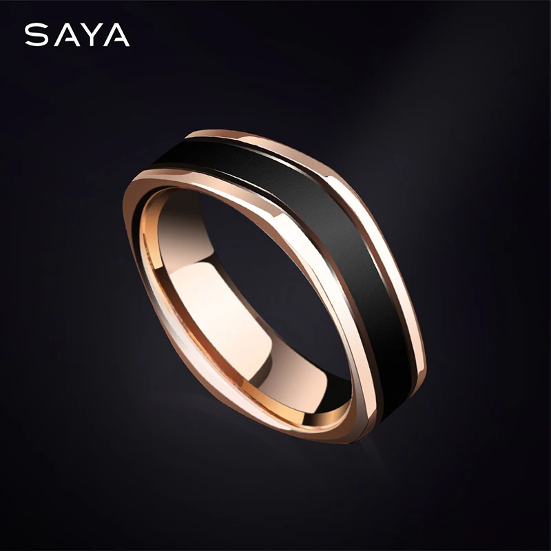 Rings for Men Women Couple for Wedding Tungsten 8mm Width Rose Gold Fine Jewelry, Comfort Fit, Free Shipping, Customized