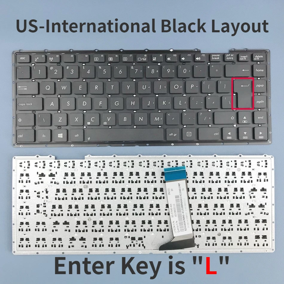 

US-International Keyboard For ASUS X451V K455 W419 X403M Y483 X453M X451 X451C X451CA X451M X451MA X451MAV Series US Layout