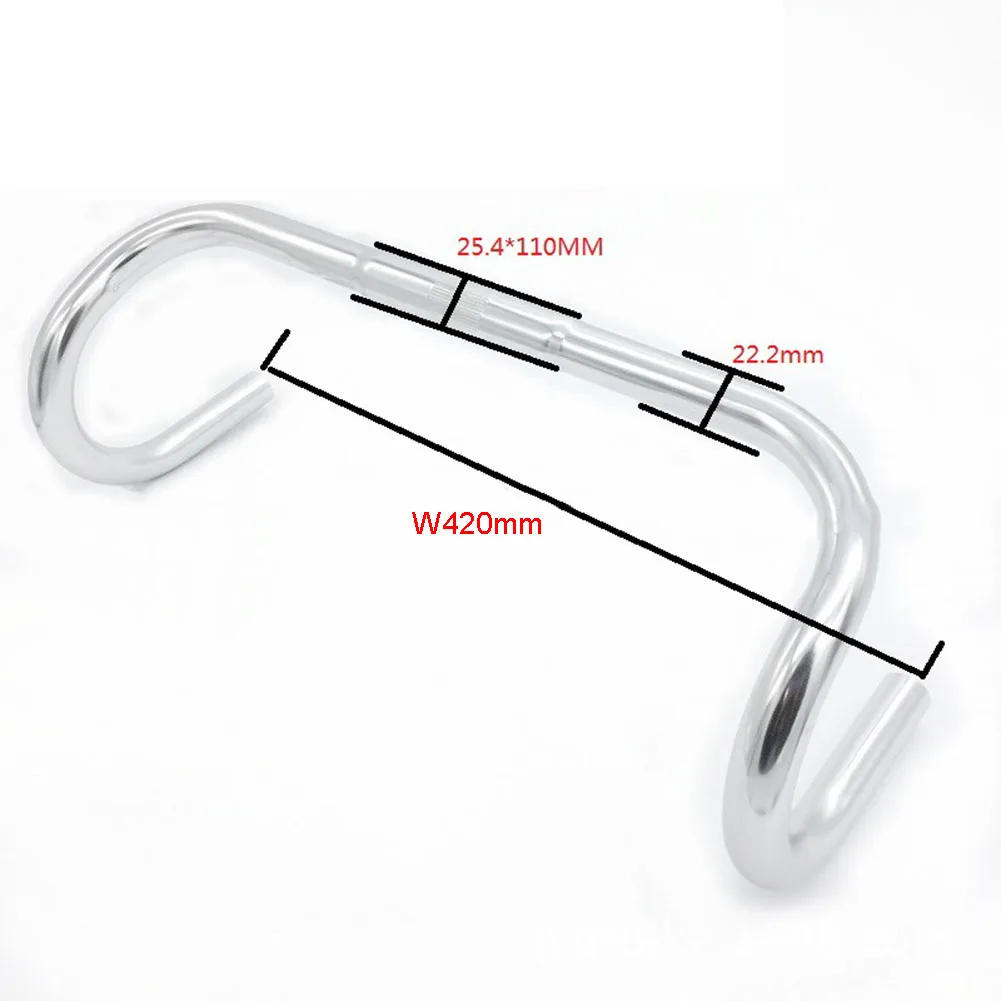 Road Bicycle Drop Handlebar 25.4x420mm Aluminum Alloy Polishing Silver Bent Bar Bike Handle Bar Replacement Accessories
