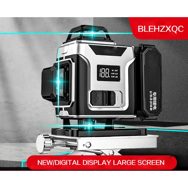 

12/16 Line 3D/4D Blue Light Green Light Laser Level Digital Display Large Screen Highlight Automatic High Precision Level Tool