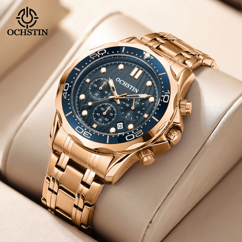 OCHSTIN Hot Model 2024 Mariner Series Trendy Hundred Waterproof Watch Multifunction Quartz Movement Men's Quartz Watch