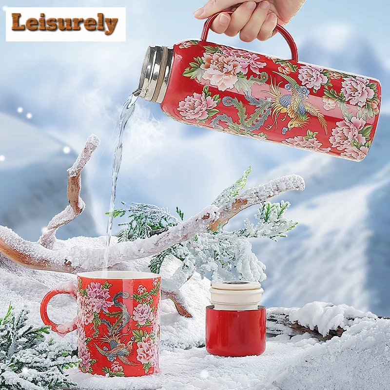 Northeast Phoenix Blossoms Flower Gaiwan Boutique Tea Bowl With Lid Kit Tea Making Mug Thermo Water Jug Chinese Teaset Ornaments