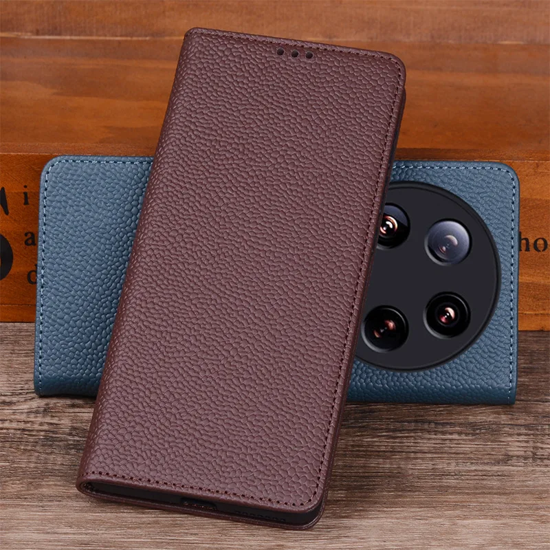 Luxury Genuine Leather Flip Phone Case For Xiaomi Mi 14 13 12s 11 Ultra Leather Half Pack Phone Cover Phone Cases Shockproof Bag