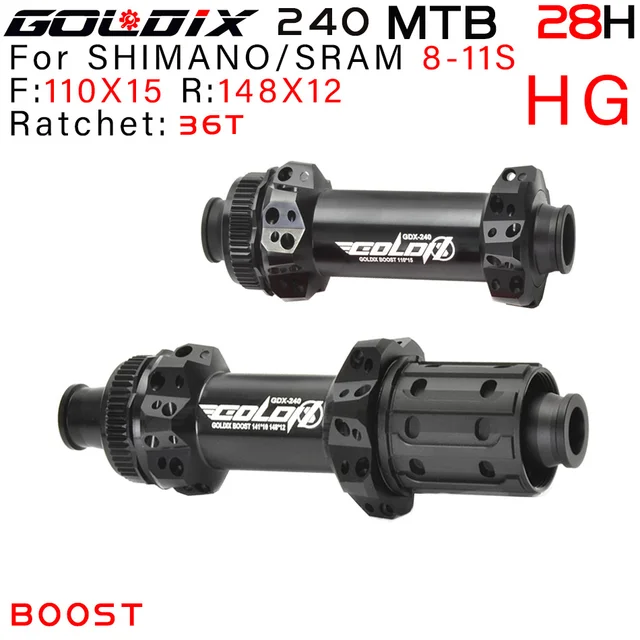 GOLDIX 240 EXP 180 MTB Bike 28H Naben Center Lock Disc Brake In Front 110*15 Rear148 *12mm Ultra Light DT 180 MTB Hub 110X15 148X12 HG