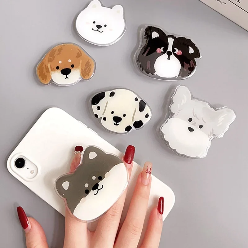 Korean Style Creative Cartoon Husky Dog Folding Finger Grip Phone Holder