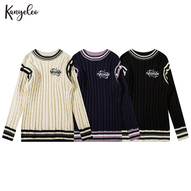 

2023 new American retro detachable sweater undershirt genderless casual knitwear loose jacket sweater