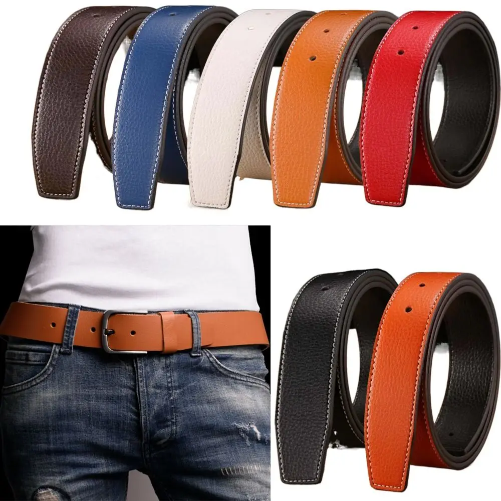 3,7 cm Luxus Männer Leder Gürtel Strap Echtes Leder Keine Schnalle Gürtel Hosen Jeans Gürtel Dekor Hosen Bund Ersetzen strap