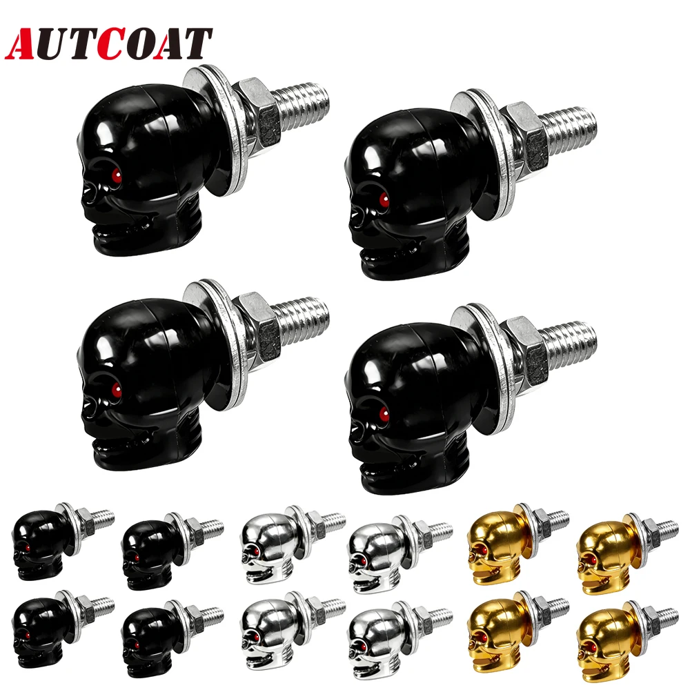 Set of 4 Gothic Skull License Plate Screws