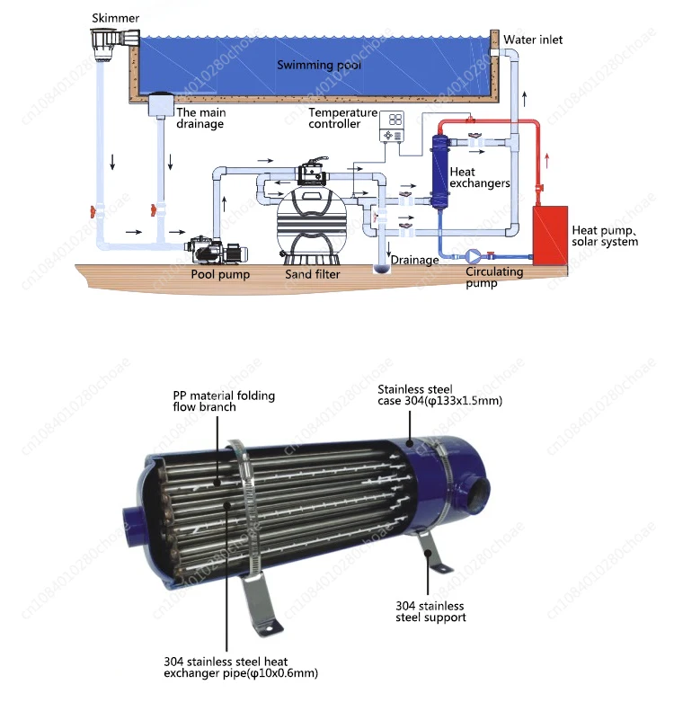 1PCS Hot Sale Swimming Pool Plate and Tube Stainless Steel Heat Exchanger