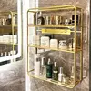 Acrylic Bathroom Shelf Free Punch Washstand Wall Cosmetic Light Luxury Bathroom Multi-layer Gold Storage Shelf Accessories 3