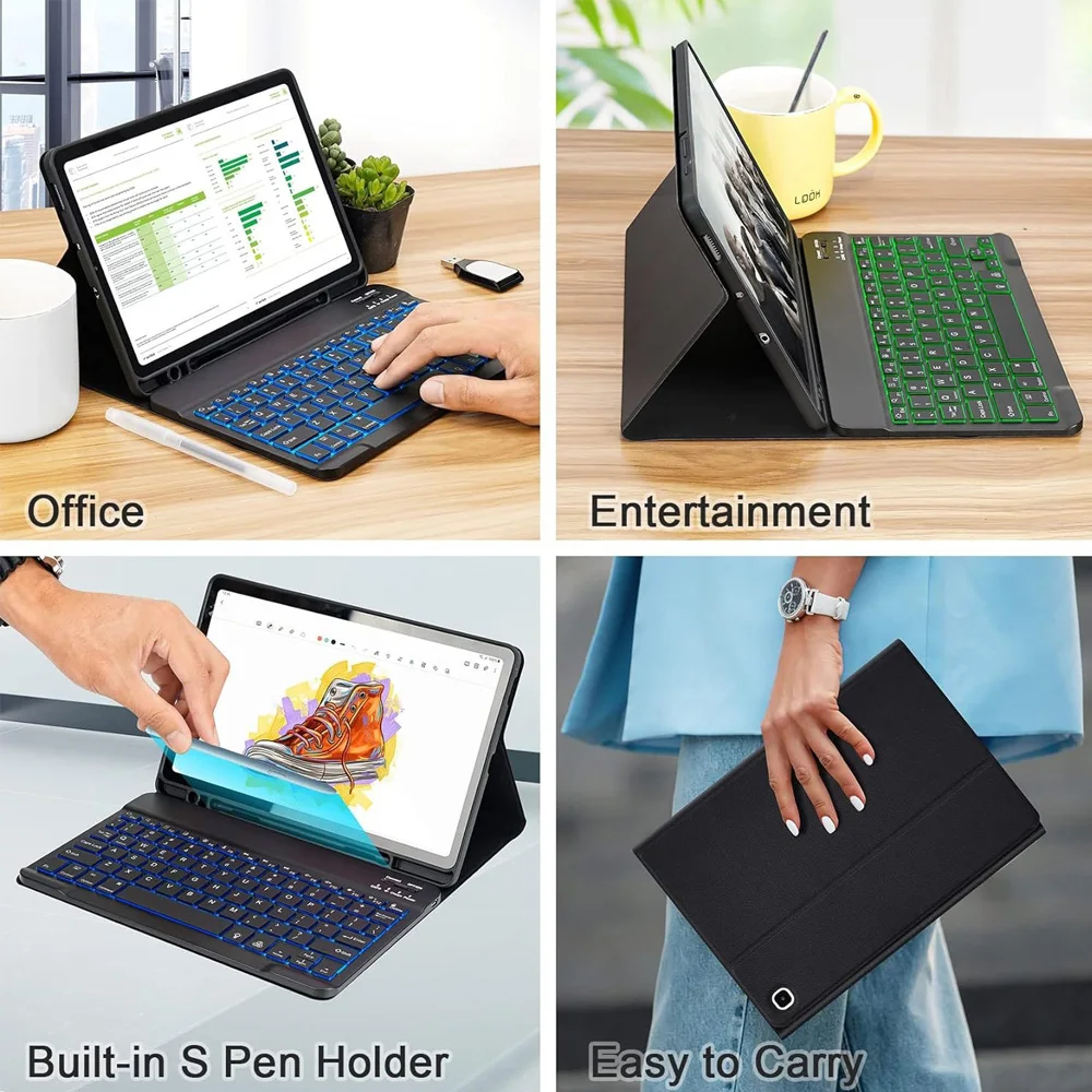 Premium Tablet Case and Keyboard Cover with Pencil Holder, 10.4-Inch